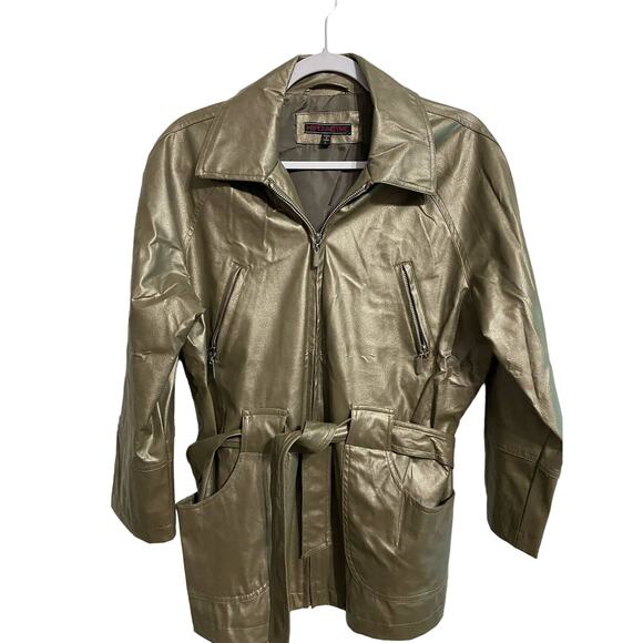 Hypo Active Jacket Collared Belt Metallic Chartreuse Size Large Waist Length - Picture 1 of 9